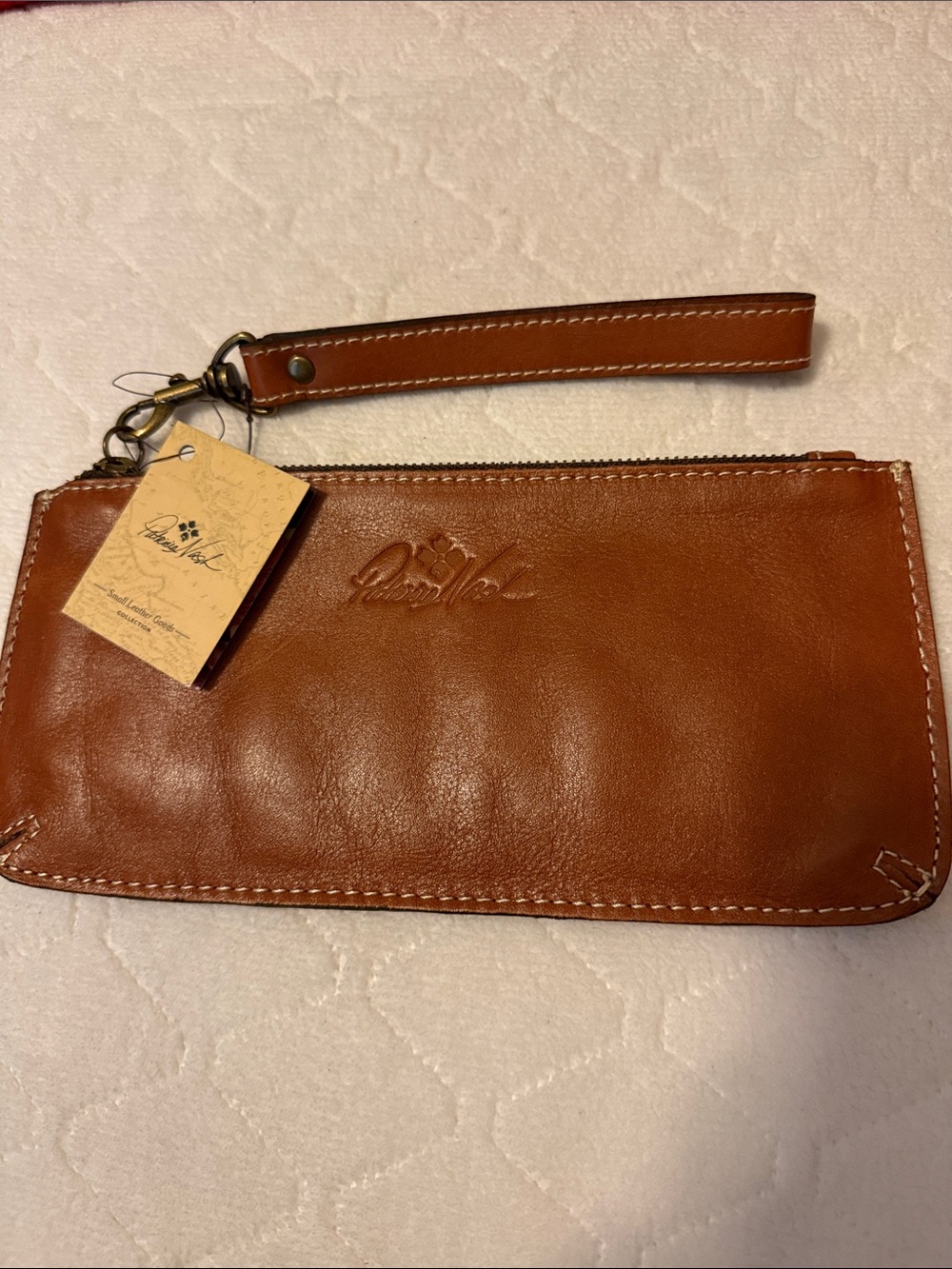 Patricia Nash Tan Leather Wristlet Clutch